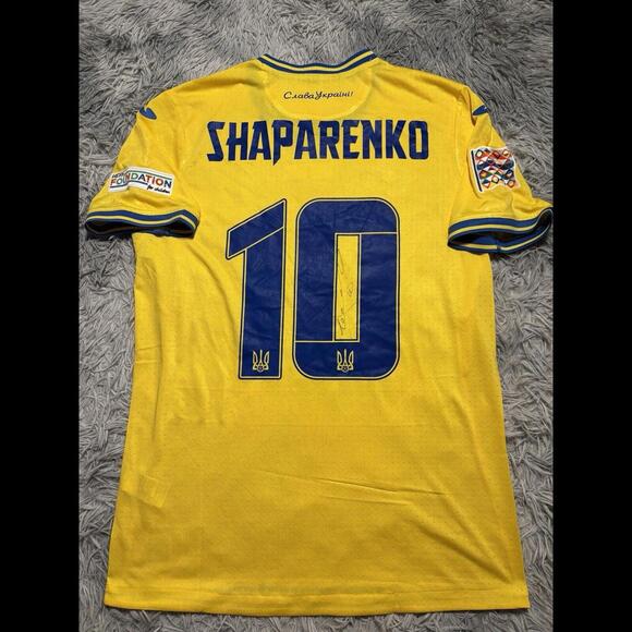 UKRAINE NATIONS LEAGUE 2024 VS ALBANIA MATCH WORN & SIGNED JERSEY SHAPARENKO #10 - Picture 2 of 9